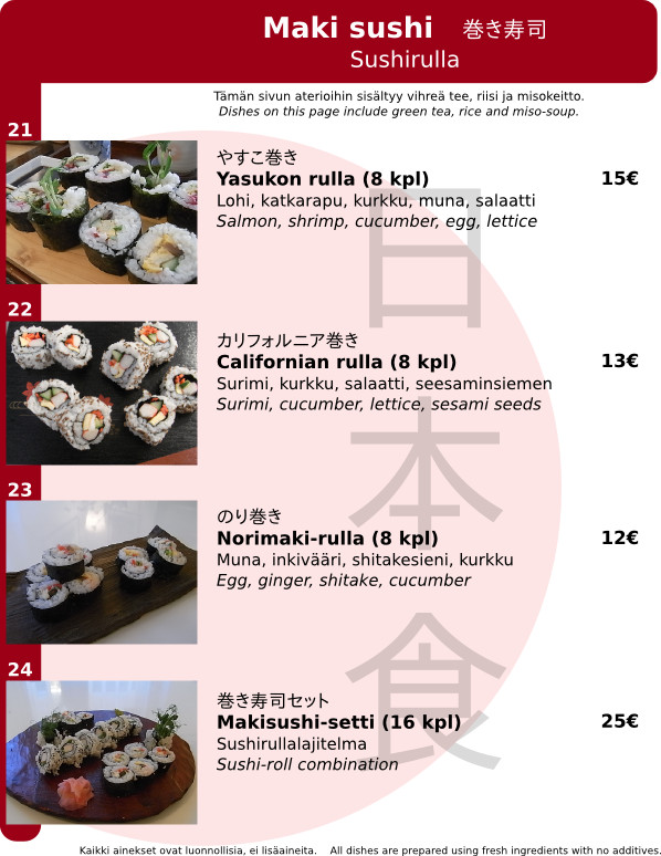 Sushirullat (maki sushi)